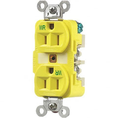 Hubbell Wiring Device-Kellems - 125V 15A NEMA 5-15R Industrial Grade Yellow Straight Blade Duplex Receptacle - Benchmark Tooling