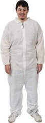 PRO-SAFE - Size XL SMS Chemical Resistant Coveralls - White, Zipper Closure, Elastic Cuffs, Elastic Ankles, Serged Seams, ISO Class 6 - Benchmark Tooling