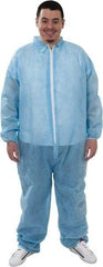 PRO-SAFE - Size XL Polypropylene General Purpose Coveralls - Blue, Zipper Closure, Elastic Cuffs, Elastic Ankles, Serged Seams, ISO Class 7 - Benchmark Tooling