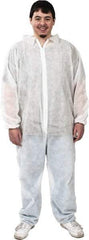 PRO-SAFE - Size 3XL Polypropylene General Purpose Coveralls - White, Zipper Closure, Elastic Cuffs, Elastic Ankles, Serged Seams, ISO Class 7 - Benchmark Tooling