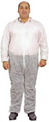 PRO-SAFE - Size M Polypropylene General Purpose Coveralls - White, Zipper Closure, Elastic Cuffs, Elastic Ankles, Serged Seams, ISO Class 7 - Benchmark Tooling