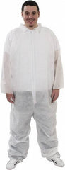 PRO-SAFE - Size XL Polypropylene General Purpose Coveralls - White, Zipper Closure, Elastic Cuffs, Elastic Ankles, Serged Seams, ISO Class 7 - Benchmark Tooling