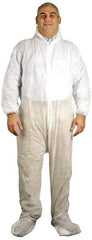 PRO-SAFE - Size M Polypropylene General Purpose Coveralls - White, Zipper Closure, Elastic Cuffs, Open Ankles, Serged Seams, ISO Class 7 - Benchmark Tooling