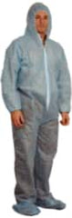 PRO-SAFE - Size M Polypropylene General Purpose Coveralls - Blue, Zipper Closure, Elastic Cuffs, Open Ankles, Serged Seams, ISO Class 7 - Benchmark Tooling