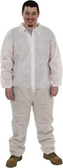 PRO-SAFE - Size M Polypropylene General Purpose Coveralls - White, Zipper Closure, Elastic Cuffs, Elastic Ankles, Serged Seams, ISO Class 7 - Benchmark Tooling