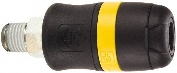 Parker - 3/8 Male NPTF Industrial Pneumatic Hose Coupler - Polyamide, 1/4" Body Diam - Benchmark Tooling