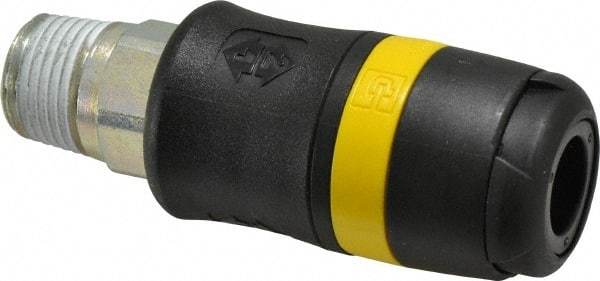 Parker - 1/2 Male NPTF Industrial Pneumatic Hose Coupler - Polyamide, 3/8" Body Diam - Benchmark Tooling