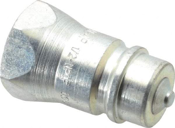 Parker - 1/2 NPTF Steel Hydraulic Hose Female Pipe Thread Nipple & Poppet - 3,000 psi - Benchmark Tooling