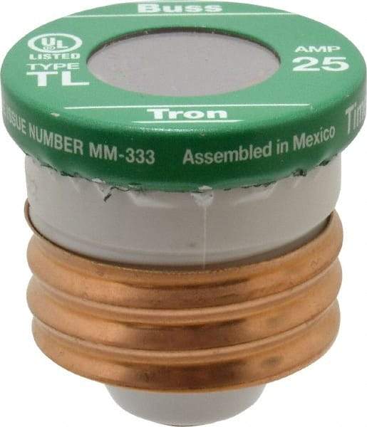 Cooper Bussmann - 125 VAC, 25 Amp, Time Delay Plug Fuse - 2.38" OAL, 10 (RMS Symmetrical) kA Rating, 2-1/4" Diam - Benchmark Tooling