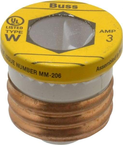 Cooper Bussmann - 125 VAC, 3 Amp, Fast-Acting Plug Fuse - 1.21" OAL, 10 (RMS Symmetrical) kA Rating - Benchmark Tooling