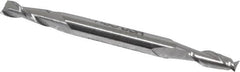 Made in USA - 5/32", 7/16" LOC, 3/16" Shank Diam, 2-1/4" OAL, 2 Flute, High Speed Steel Square End Mill - Double End, Uncoated, Spiral Flute, 30° Helix, Centercutting - Benchmark Tooling