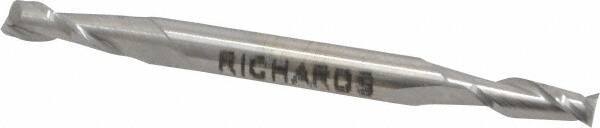 Made in USA - 5/32", 7/16" LOC, 3/16" Shank Diam, 2-1/4" OAL, 2 Flute, Cobalt Square End Mill - Double End, Uncoated, Spiral Flute, 30° Helix, Centercutting - Benchmark Tooling