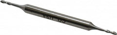 Made in USA - 1/16", 7/32" LOC, 3/16" Shank Diam, 2-1/2" OAL, 2 Flute, High Speed Steel Square End Mill - Double End, Uncoated, Spiral Flute, 30° Helix, Centercutting - Benchmark Tooling