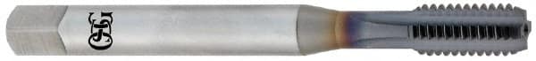 OSG - 1/2-20 UNF 2B 5 Flute TiCN Finish Powdered Metal Straight Flute Machine Tap - Modified Bottoming, Right Hand Thread, 3-3/8" OAL, 1-21/32" Thread Length, H5 Limit, Oversize - Exact Industrial Supply