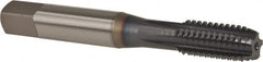 OSG - 3/8-16 UNC 2B 5 Flute TiCN Finish Powdered Metal Straight Flute Machine Tap - Modified Bottoming, Right Hand Thread, 2-15/16" OAL, 1-1/4" Thread Length, H5 Limit, Oversize - Exact Industrial Supply