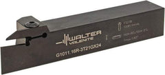 Walter - External Thread, 0.827" Max Depth of Cut, 3mm Min Groove Width, 150.01mm OAL, Right Hand Indexable Grooving Cutoff Toolholder - 25.4mm Shank Height x 25.4mm Shank Width, GX24-2E3/F3.. Insert Style, G1011 Toolholder Style - Benchmark Tooling