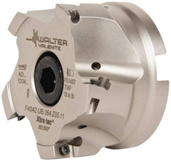 Walter - 5 Inserts, 4" Cut Diam, 1-1/2" Arbor Diam, 0.591" Max Depth of Cut, Indexable Square-Shoulder Face Mill - 0/90° Lead Angle, 2.48" High, AD.T 1606.. Insert Compatibility, Series F4042 - Benchmark Tooling