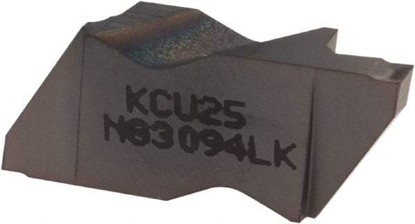 Kennametal - 3094NG K Grade KCU25, 2.39mm Cutting Width Carbide Grooving Insert - 3.81mm Max Depth of Cut, Left Hand, 0.19mm Corner Radius, AlTiN Finish - Benchmark Tooling