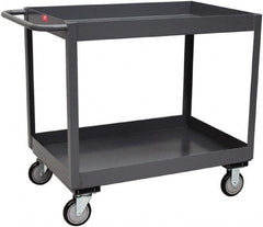 Jamco - 1,200 Lb Capacity, 24" Wide x 30" Long x 35" High Service Cart - 2 Shelf, Steel, 2 Rigid/2 Swivel Casters - Benchmark Tooling