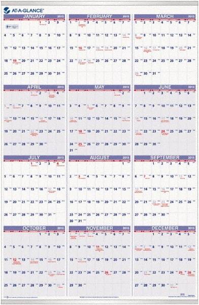 AT-A-GLANCE - 1 Sheet, 24 x 36", Wall Calendar - White - Benchmark Tooling
