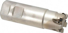 Seco - 1-1/4" Cut Diam, 0.157" Max Depth of Cut, 1-1/4" Shank Diam, 4" OAL, Indexable Square Shoulder End Mill - XNEX 04.. Inserts, Weldon Shank, 90° Lead Angle, Through Coolant, Series R217.96 - Benchmark Tooling