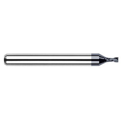Miniature End Mills - Stub & Standard - 0.0300″ Cutter Diameter × 0.0900″ Length of Cut Carbide Square End Mill, 2 Flutes, AlTiN Coated - Exact Industrial Supply