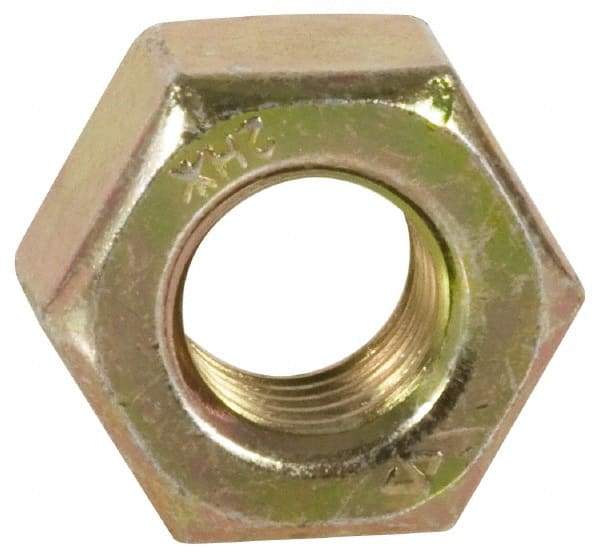 Value Collection - 1-8 UNC Steel Right Hand Heavy Hex Nut - 1-5/8" Across Flats, 63/64" High, Zinc Yellow Dichromate Finish - Benchmark Tooling