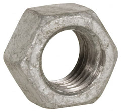 Value Collection - 1/4-20 UNC Steel Right Hand Heavy Hex Nut - 1/2" Across Flats, 15/64" High, Hot Dipped Galvanized Finish - Benchmark Tooling