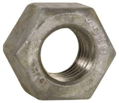 Value Collection - 7/8-9 UNC Steel Right Hand Heavy Hex Nut - 1-7/16" Across Flats, 55/64" High, Hot Dipped Galvanized Finish - Benchmark Tooling