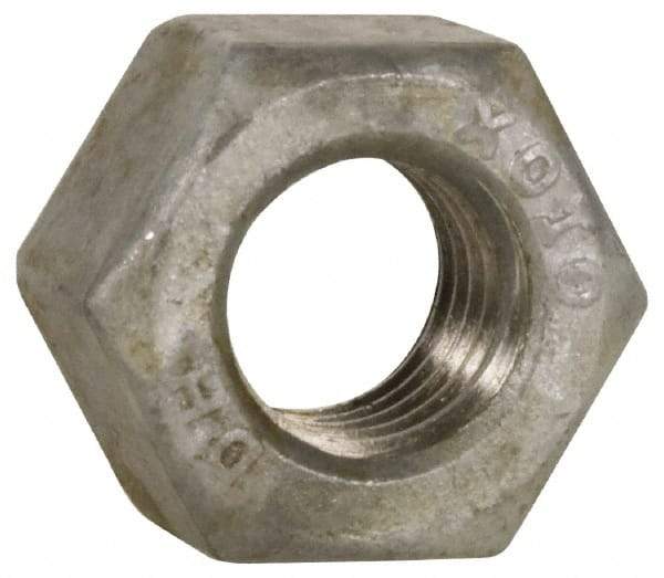 Value Collection - 1-3/4 - 5 UNC Steel Right Hand Heavy Hex Nut - 2-3/4" Across Flats, 1-23/32" High, Hot Dipped Galvanized Finish - Benchmark Tooling