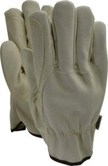 MCR Safety - Size L (9) Split Cowhide General Protection Work Gloves - For Work & Driver, Uncoated, Slip-On Cuff, Full Fingered, Beige, Paired - Benchmark Tooling