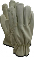 MCR Safety - Size XL (10) Split Cowhide General Protection Work Gloves - For Work & Driver, Uncoated, Slip-On Cuff, Full Fingered, Beige, Paired - Benchmark Tooling