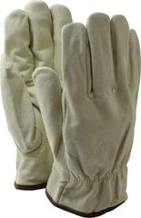 MCR Safety - Size L (9) Synthetic Leather Cold Protection Work Gloves - For Work & Driver, Uncoated, Slip-On Cuff, Full Fingered, Beige/Yellow/Red, Paired - Benchmark Tooling