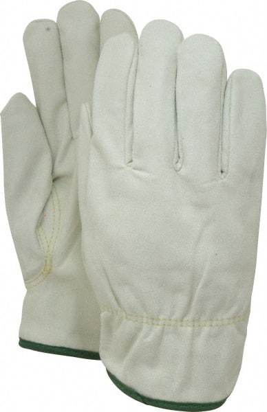 MCR Safety - Size M (8) Synthetic Leather Cold Protection Work Gloves - For Work & Driver, Uncoated, Slip-On Cuff, Full Fingered, Beige/Yellow/Green/Red, Paired - Benchmark Tooling