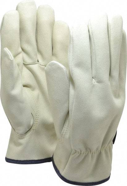 MCR Safety - Size XL (10) Synthetic Leather Cold Protection Work Gloves - For Work & Driver, Uncoated, Slip-On Cuff, Full Fingered, Beige/Red/Yellow/Blue, Paired - Benchmark Tooling