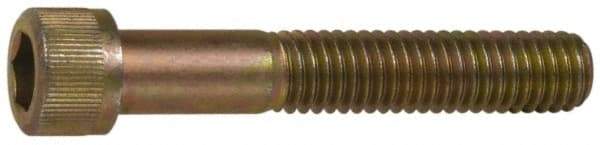 Made in USA - 1/4-20 UNC Hex Socket Drive, Socket Cap Screw - Grade 4037 Alloy Steel, Yellow Cadmium-Plated Finish, Partially Threaded, 2-1/2" Length Under Head - Benchmark Tooling