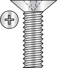 Made in USA - #8-32 UNC, 1/2" OAL Phillips Drive Machine Screw - Flat Head, Grade 3 Steel, Yellow Cadmium-Plated Finish, Without Washer - Benchmark Tooling