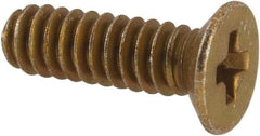 Made in USA - #4-40 UNC, 3/8" OAL Phillips Drive Machine Screw - Flat Head, Grade 3 Steel, Yellow Cadmium-Plated Finish, Without Washer - Benchmark Tooling