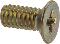 Value Collection - #8-32 UNC, 3/8" OAL Phillips Drive Machine Screw - Flat Head, Grade 3 Steel, Yellow Cadmium-Plated Finish, Without Washer - Benchmark Tooling