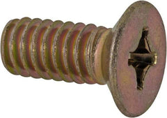 Made in USA - 1/4-20 UNC, 5/8" OAL Phillips Drive Machine Screw - Flat Head, Grade 3 Steel, Yellow Cadmium-Plated Finish, Without Washer - Benchmark Tooling