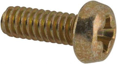 Made in USA - #2-56 UNC, 1/4" Length Under Head Phillips Drive Machine Screw - Pan Head, Grade 3 Steel, Yellow Cadmium-Plated Finish, Without Washer - Benchmark Tooling