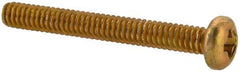 Made in USA - #2-56 UNC, 3/4" Length Under Head Phillips Drive Machine Screw - Pan Head, Grade 3 Steel, Yellow Cadmium-Plated Finish, Without Washer - Benchmark Tooling