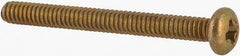 Made in USA - #2-56 UNC, 7/8" Length Under Head Phillips Drive Machine Screw - Pan Head, Grade 3 Steel, Yellow Cadmium-Plated Finish, Without Washer - Benchmark Tooling
