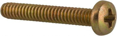 Made in USA - #4-40 UNC, 3/4" Length Under Head Phillips Drive Machine Screw - Pan Head, Grade 3 Steel, Yellow Cadmium-Plated Finish, Without Washer - Benchmark Tooling