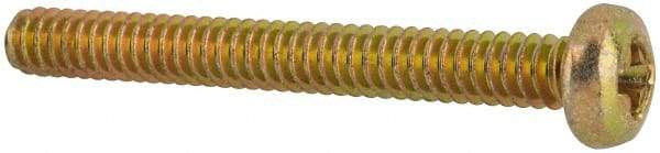 Made in USA - #4-40 UNC, 1" Length Under Head Phillips Drive Machine Screw - Pan Head, Grade 3 Steel, Yellow Cadmium-Plated Finish, Without Washer - Benchmark Tooling
