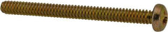 Made in USA - #4-40 UNC, 1-1/4" Length Under Head Phillips Drive Machine Screw - Pan Head, Grade 3 Steel, Yellow Cadmium-Plated Finish, Without Washer - Benchmark Tooling