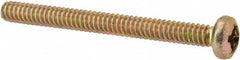 Made in USA - #6-32 UNC, 1-1/2" Length Under Head Phillips Drive Machine Screw - Pan Head, Grade 3 Steel, Yellow Cadmium-Plated Finish, Without Washer - Benchmark Tooling