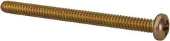 Made in USA - #6-32 UNC, 1-3/4" Length Under Head Phillips Drive Machine Screw - Pan Head, Grade 3 Steel, Yellow Cadmium-Plated Finish, Without Washer - Benchmark Tooling
