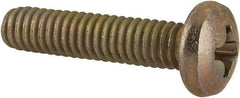 Made in USA - #8-32 UNC, 3/4" Length Under Head Phillips Drive Machine Screw - Pan Head, Grade 3 Steel, Yellow Cadmium-Plated Finish, Without Washer - Benchmark Tooling