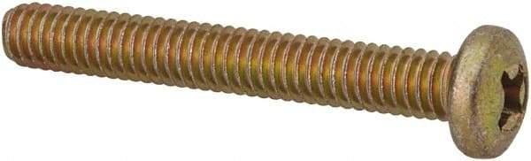 Made in USA - #8-32 UNC, 1-1/4" Length Under Head Phillips Drive Machine Screw - Pan Head, Grade 3 Steel, Yellow Cadmium-Plated Finish, Without Washer - Benchmark Tooling